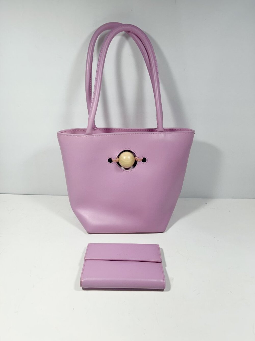 Furla Lilac Leather Tote with Matching Wallet